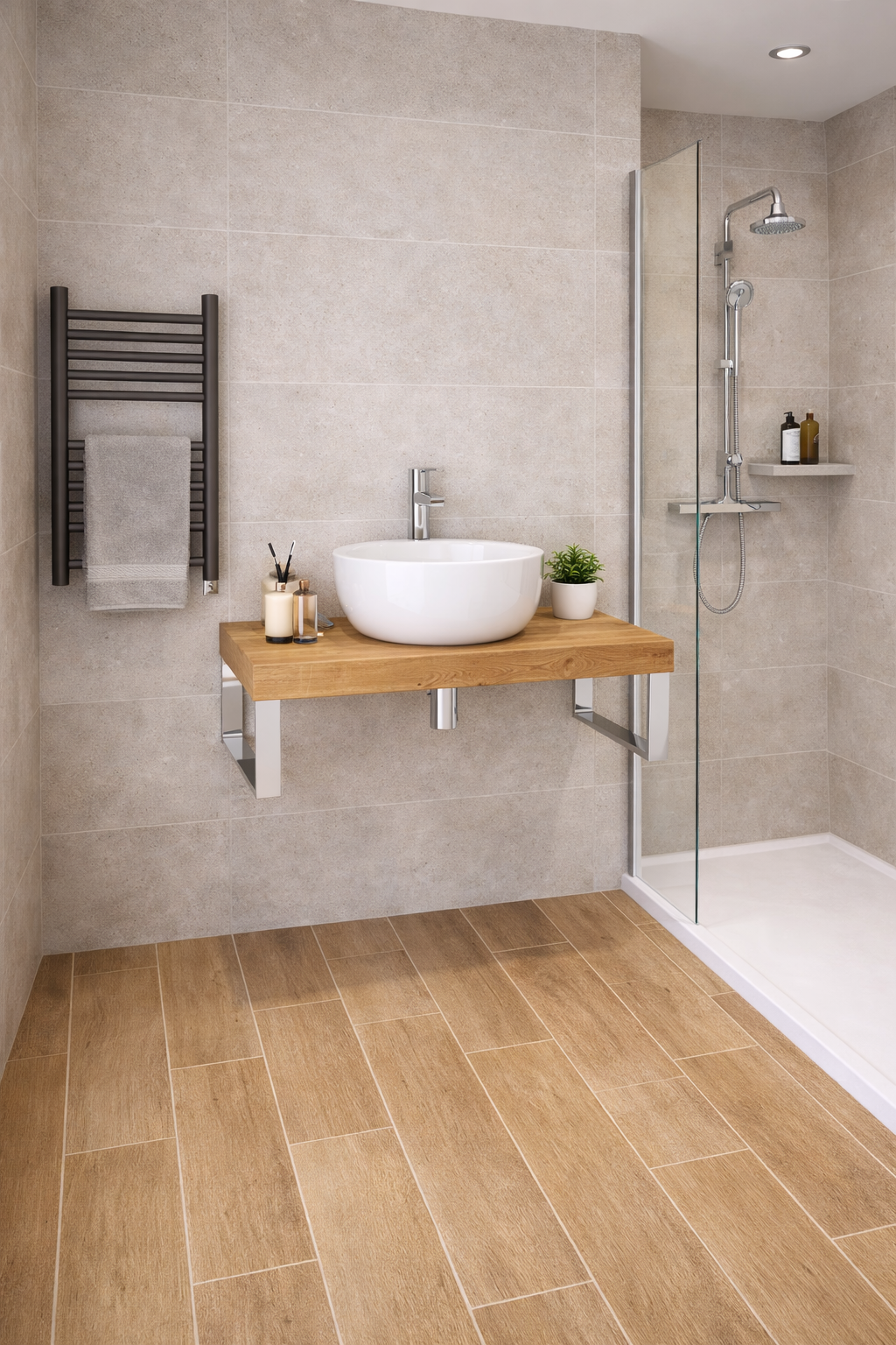 Oak Floating Shelf With Basin Bowl
