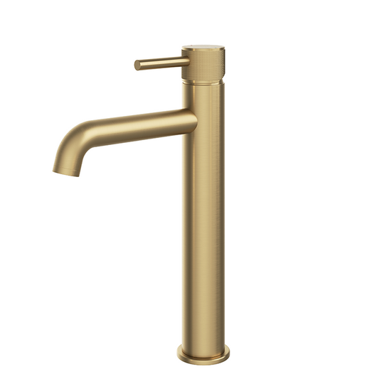 Tall Mono Basin Mixer Brushed Brass